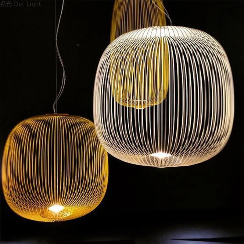 Afralia™ Spokes Pendant: Minimalist Birdcage Hanging Light for Villa, Lobby, Staircase & Home Decor