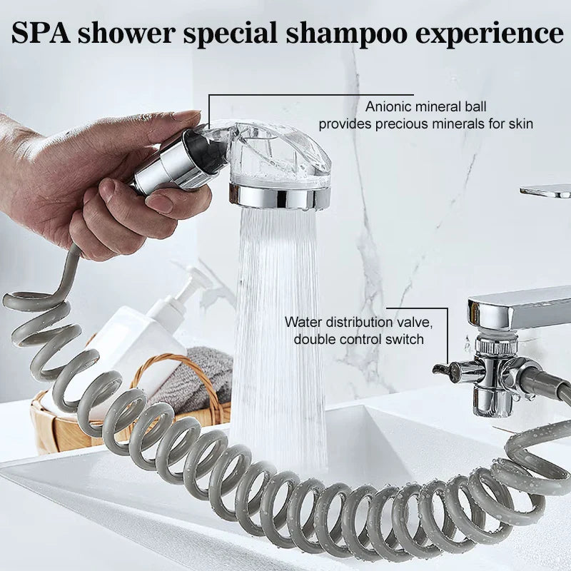 Afralia™ Hair Salon Shampoo Adapter Shower Head | High Pressure Water Saving Anion Filter