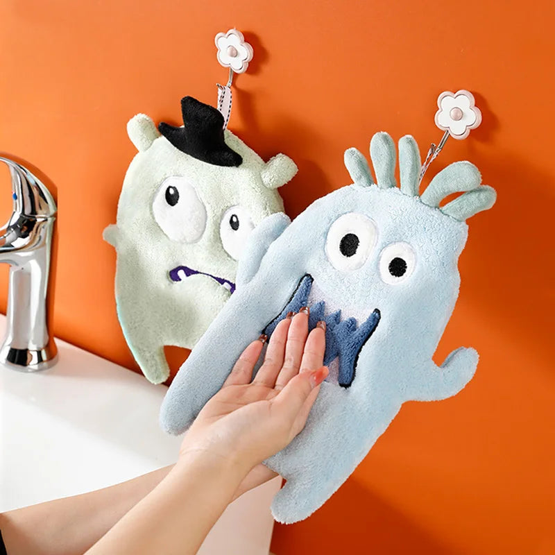 Afralia™ Cartoon Animal Coral Velvet Hand Towel Set - 4 Colors