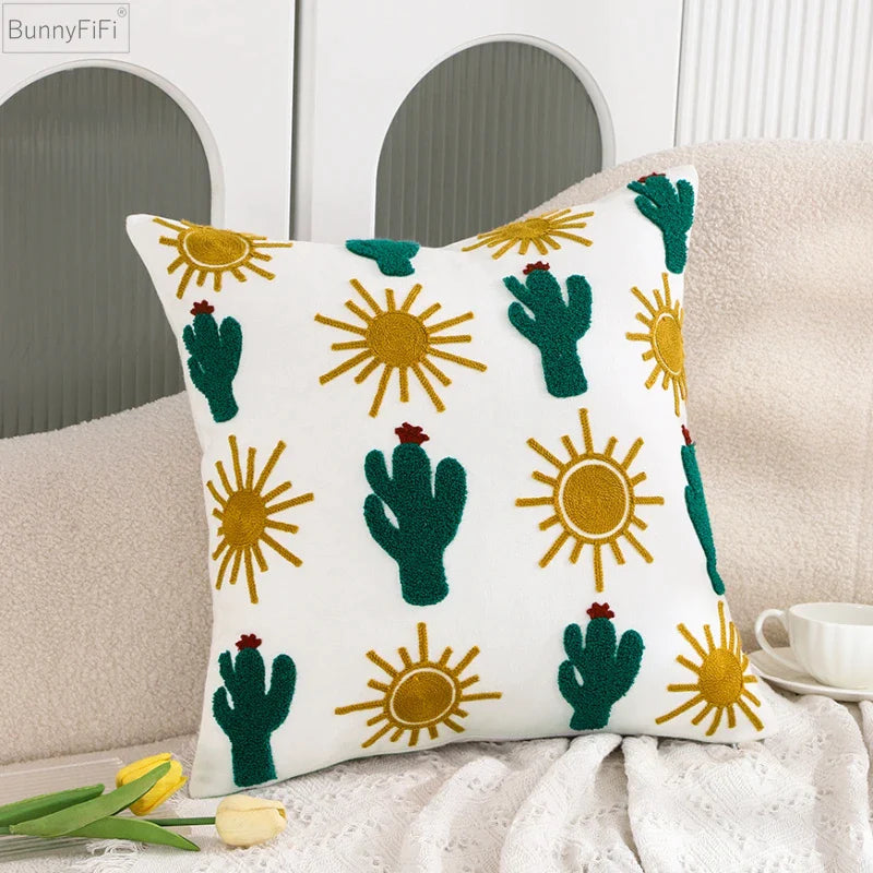 Afralia™ Cactus Lemon Dandelion Palm Tree Cotton Pillow Case 45x45cm Home Decor