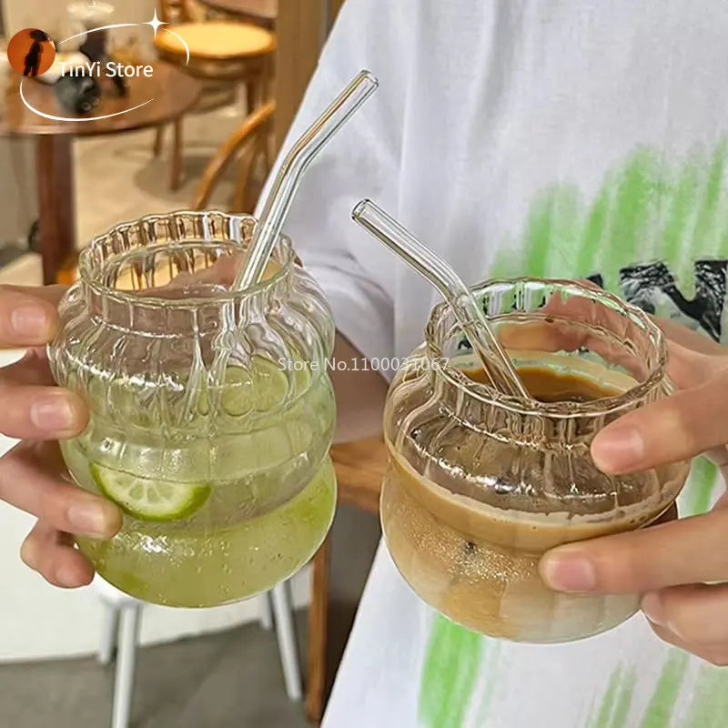 Afralia™ Glass Water Cup Set, Durable and Stylish, Heat-Resistant, Ideal for Coffee, Tea, Juice