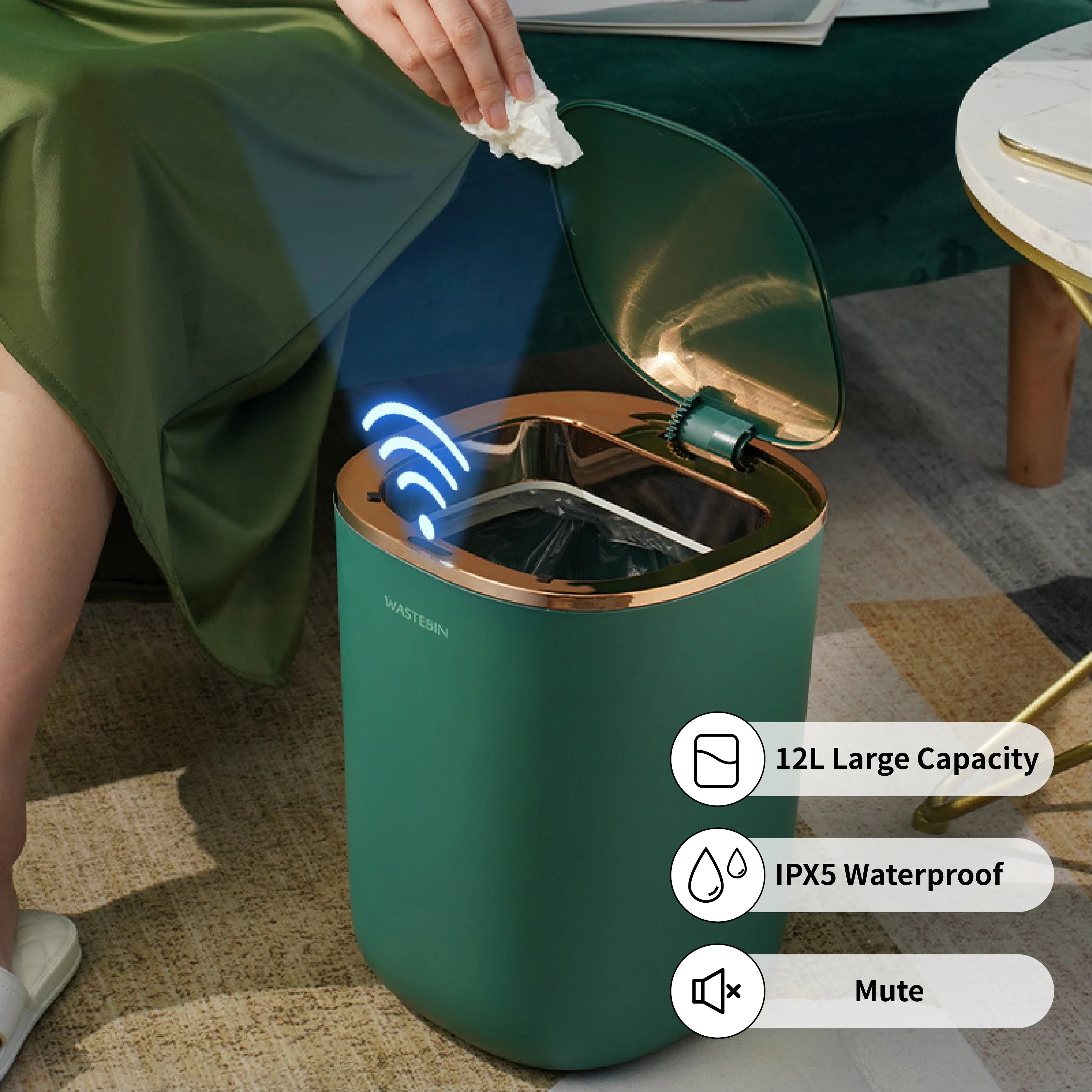 Afralia™ 12L Smart Sensor Luxury Trash Can for Kitchen and Bathroom