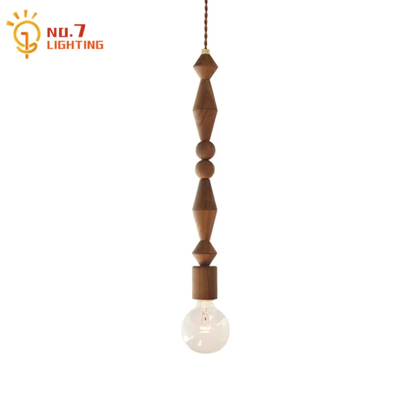 Afralia™ Wood Glass LED Pendant Light for Restaurant Bar Bedroom Decor
