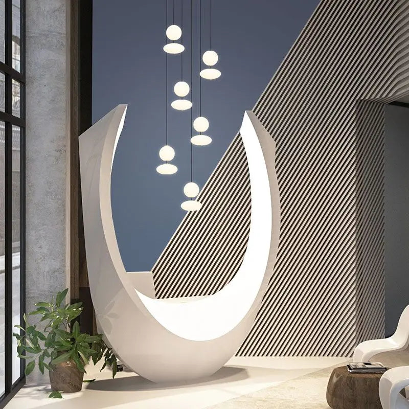 Afralia™ Nordic Modern Duplex Villa Chandelier Long Pendant Lights