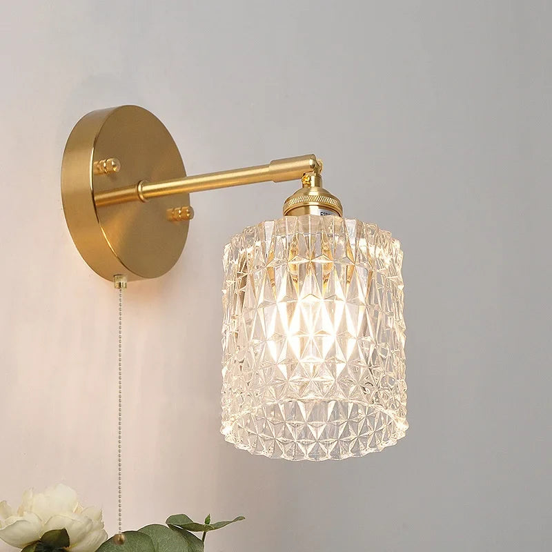 Afralia™ Brass E27 LED Wall Sconce Pull Chain Switch Stair Light Fixtures