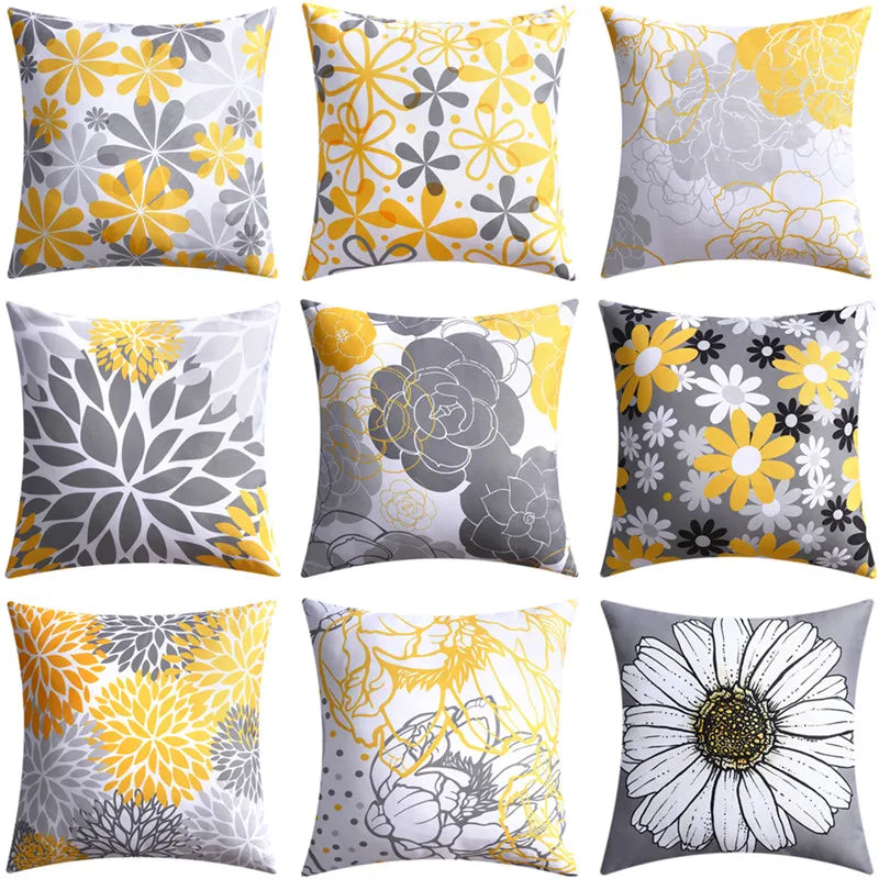 Nordic Floral Pillowcase Double-Sided Print Cover for Sofa Living Room Office 45cm
