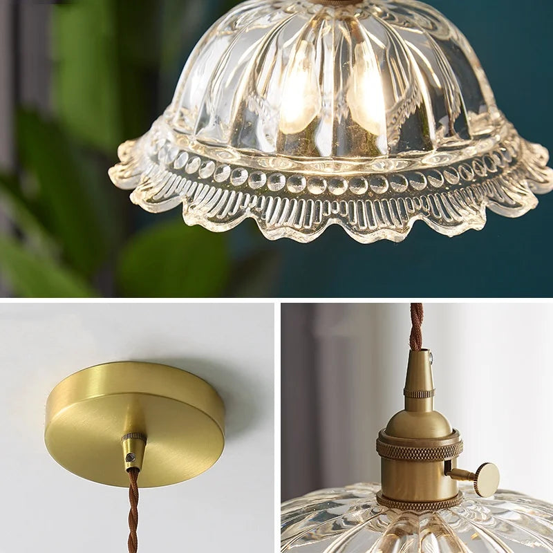 Afralia™ Clear Glass LED Pendant Light | Nordic Hanging Chandelier for Kitchen, Living Room