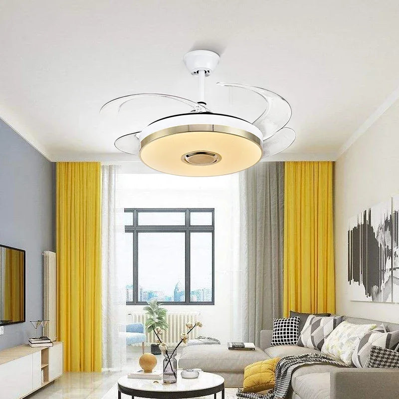 Afralia™ Luminous Light Ceiling Fan with Bluetooth Speaker Remote Control