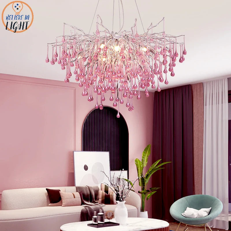 Afralia™ Nordic Crystal Chandelier: Colorful Luxury Girl Room Decor Lighting