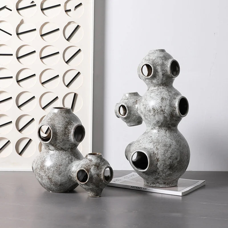 Afralia™ Abstract Planet Hollow Pipe Ceramic Ornament Figurine - Home Decor Accessory