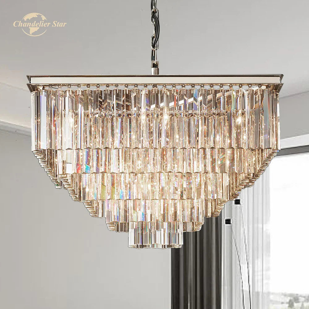 Afralia™ Modern Crystal LED Chandelier: Odeon Square Lustre Pendant Light Fixture