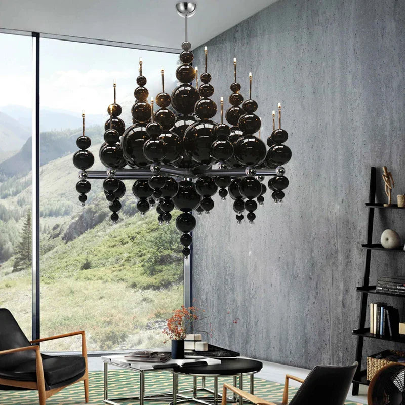 Afralia™ Black Gourd Pendant Chandelier for Dining Living Bedroom - Modern Ceiling Light