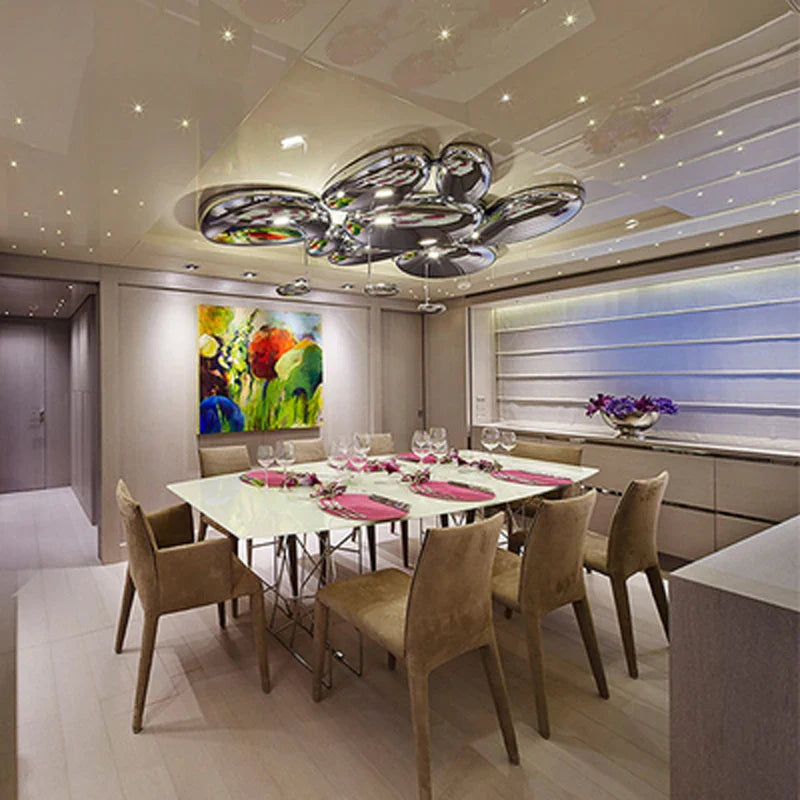 Afralia™ Modern Silver LED Ceiling Chandeliers Luxury Indoor Lighting Fixture