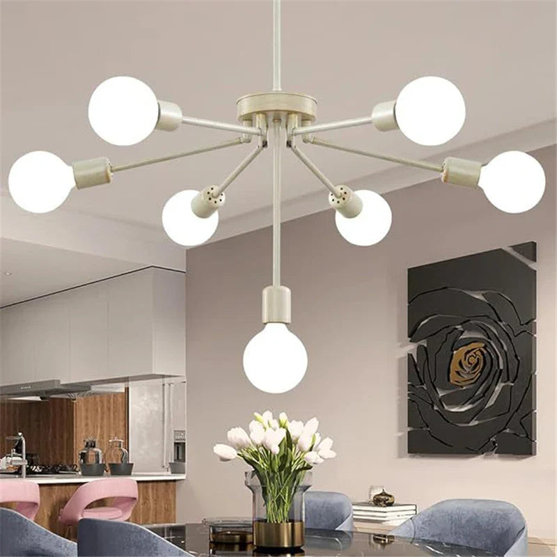 Afralia™ 8-Head Nordic Ceiling Chandelier in Black White Gold for Modern Home Decor
