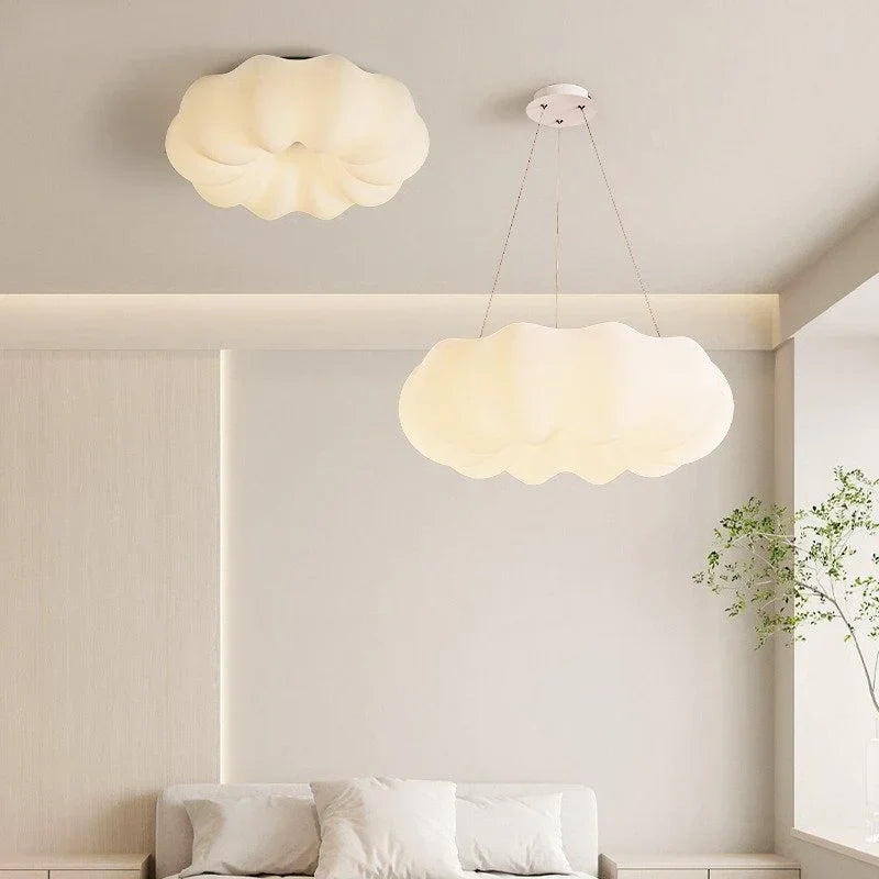 Afralia™ White Cloud LED Chandelier for Children's Room and Living Area