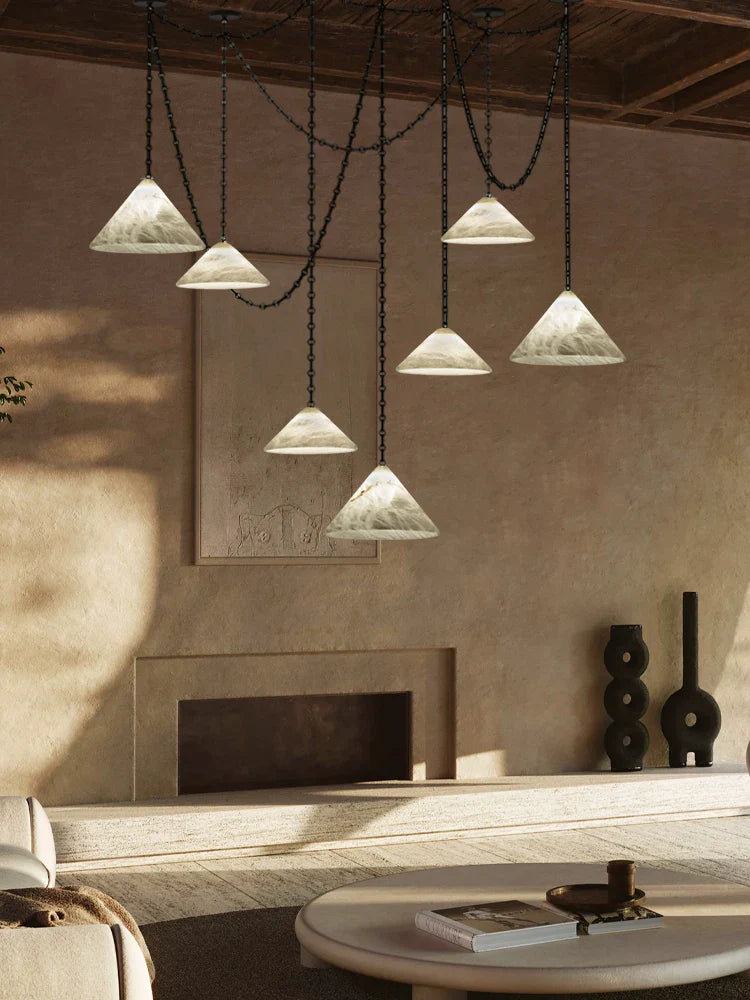 Afralia™ Gold Black Pendant Chain LED Lucite Chandelier - Indoor Bedroom Ceiling Light Fixtures