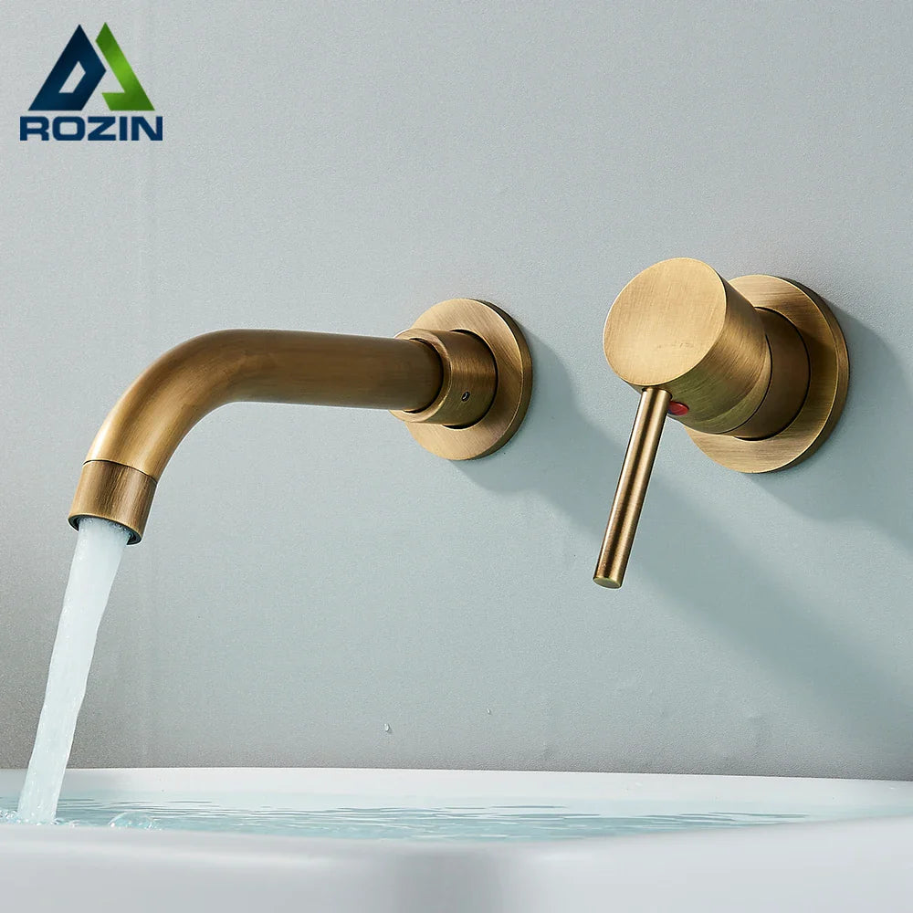 Afralia™ Brass Wall Mount Basin Faucet: Single Handle Vessel Sink Mixer Tap