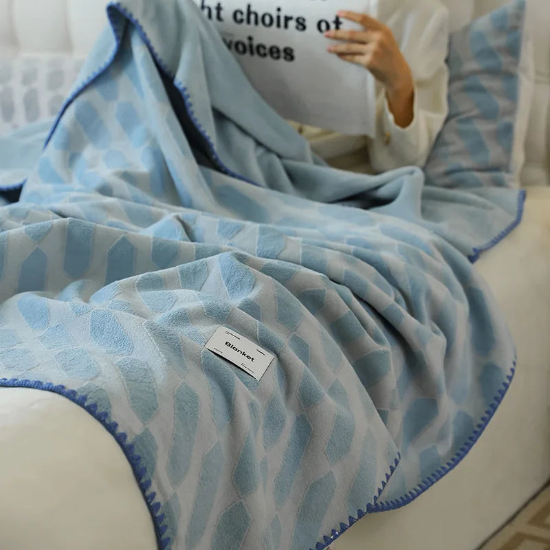Afralia™ Nordic Jacquard Sheep Fleece Blanket for Single Double Size