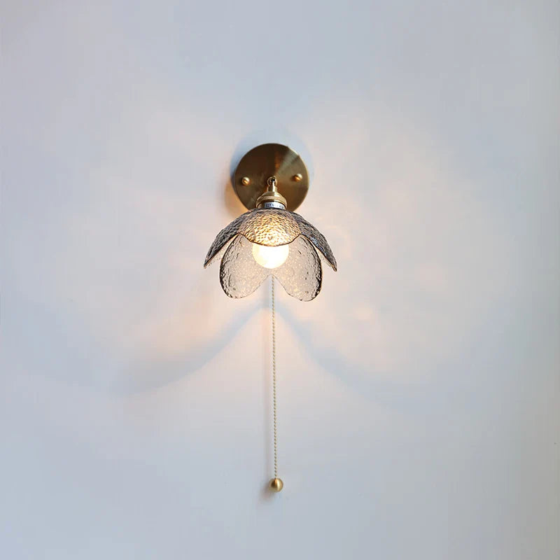 Afralia™ Gray Glass LED Wall Lights, Pull Chain Switch, Modern Nordic Design