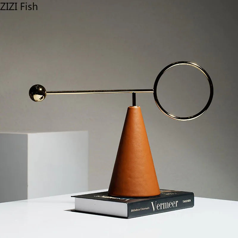 Afralia™ Geometric Metal Rod Sculpture Decor Modern Minimalist Room Crafts Aesthetic