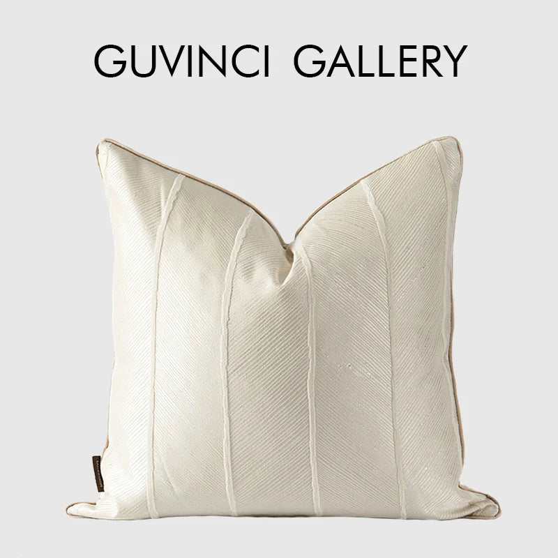 Afralia™ Herringbone Jacquard Cushion Cover, Modern Beige White Pillowcase for Living Room