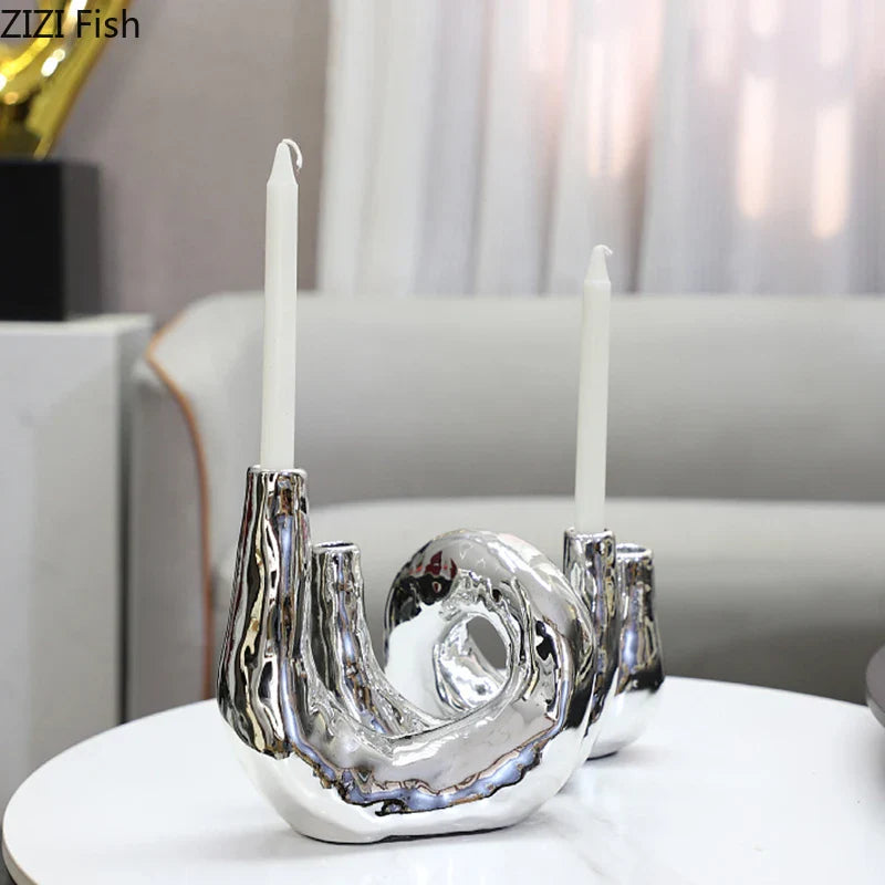 Afralia™ Silver Knot Candle Holder Desk Decoration Aroma Diffuser Home Container