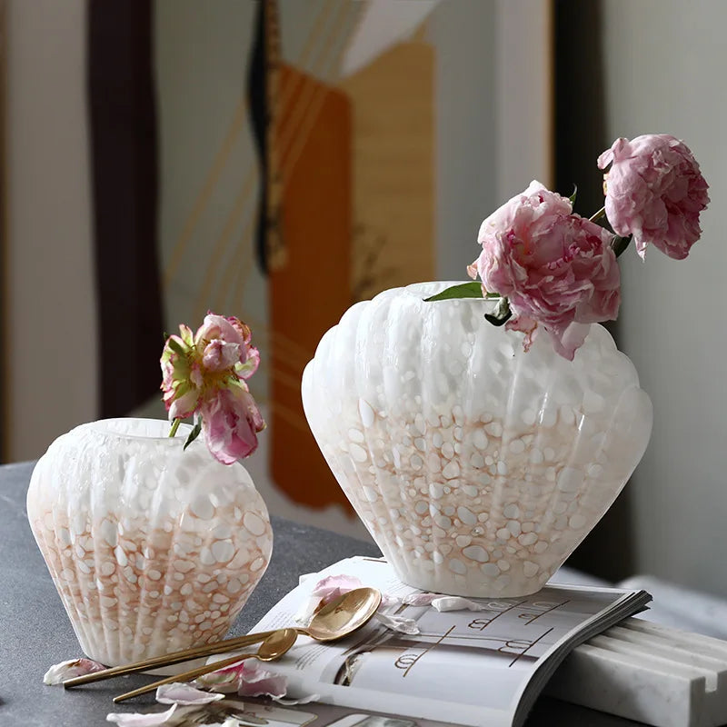 Afralia™ Glass Vase Floral Arrangement Terrarium Clamshell Craft Shell Home Decor