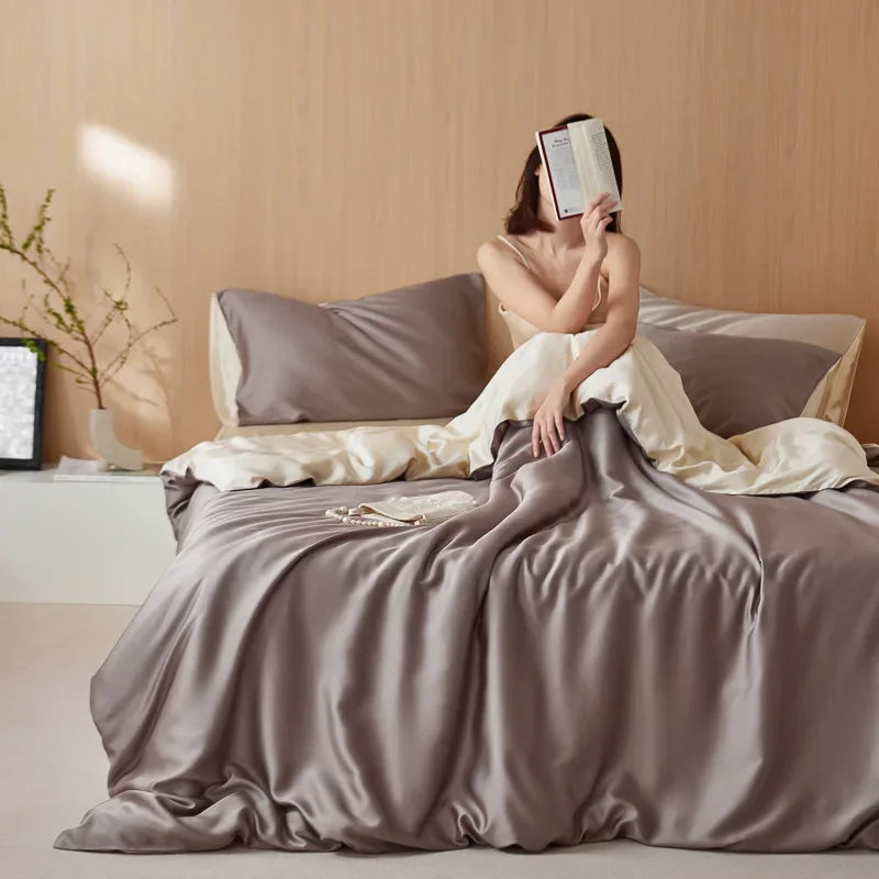 Afralia™ Rayon Bedding Set: Cooling Quilt Cover Kit for Single/Double Bed