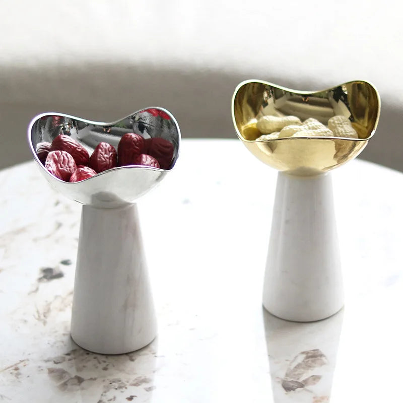 Afralia™ Golden Tray Dessert Bowl Fruit Snack Plate Home Decor Storage Container