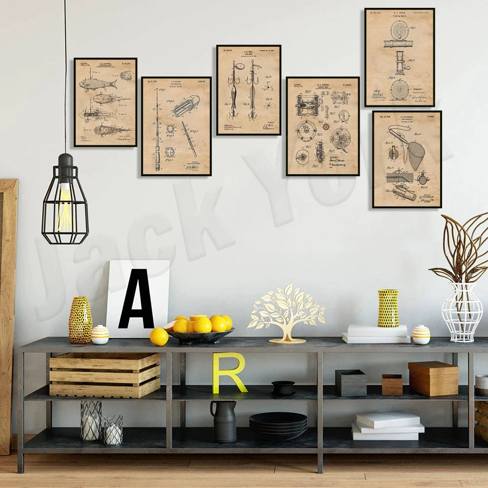 Afralia™ Fishing Rod Reel Patent Print Poster, Fisherman Gifts, Man Cave Decor