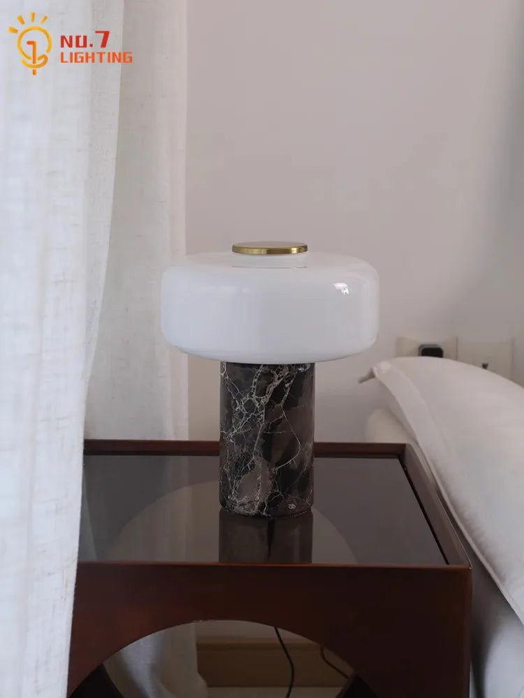 Afralia™ Glass Marble Table Lamp LED Modern Desk Light for Home Decor