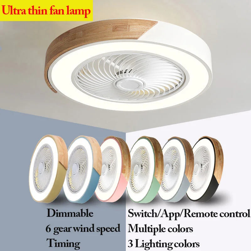 Afralia™ LED Ceiling Fan Light Dimmable App/Remote Control for Home Decor