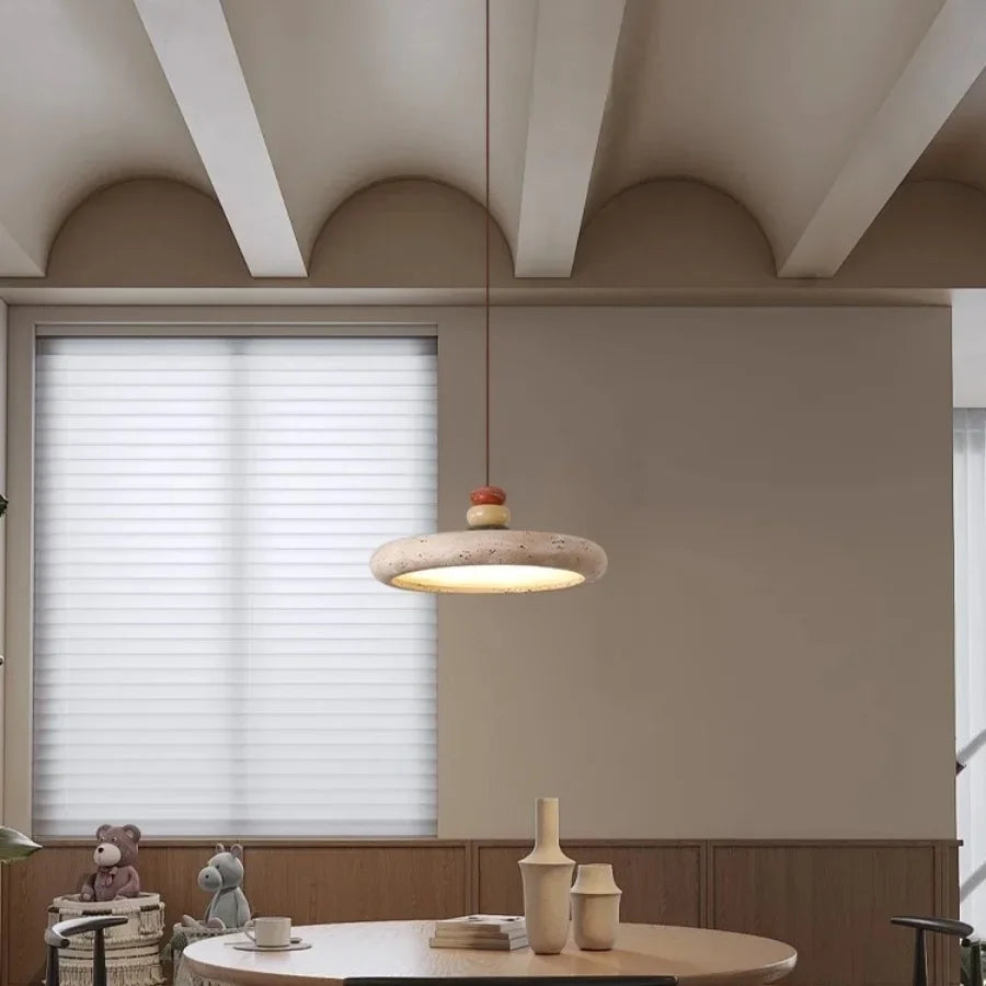 Afralia™ Yellow Travertine LED Pendant Lamp for Dining Room, Kitchen & Reading