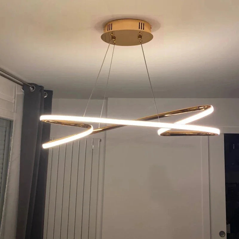 Afralia™ Modern LED Chandelier for Dining and Kitchen Room, Gold/Chrome Plated, 800/1000mm