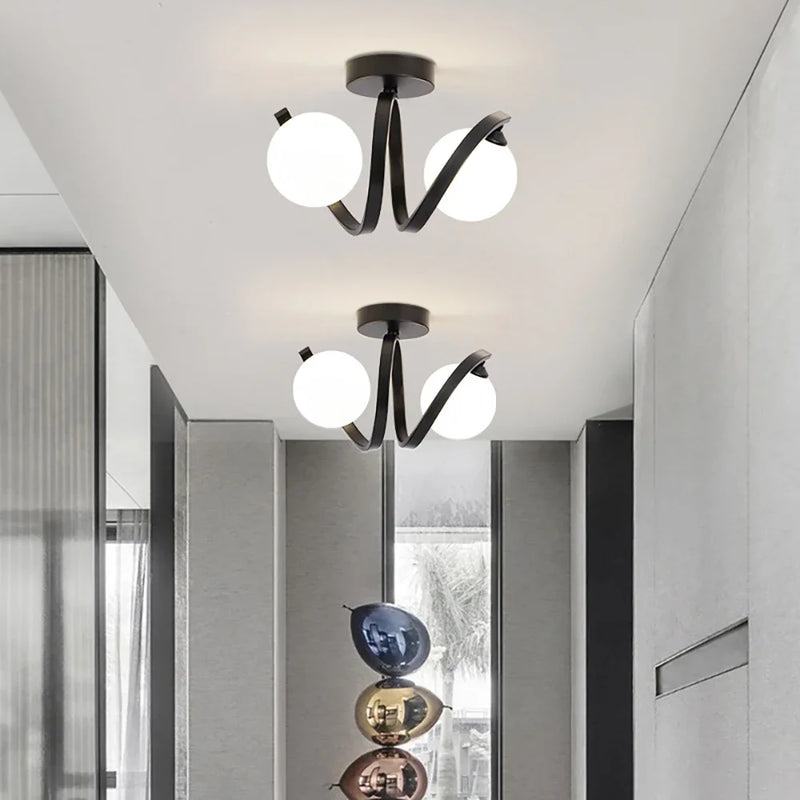 Afralia™ Modern Glass Ceiling Lamp | Nordic Black Gold Double Head Glass Lights