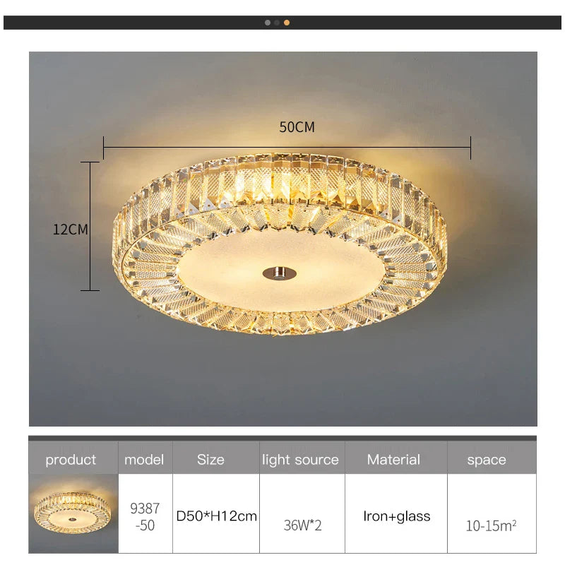 Afralia™ Crystal Round Ceiling Lamps LED Indoor Lighting Luxury Chandelier for Modern Home