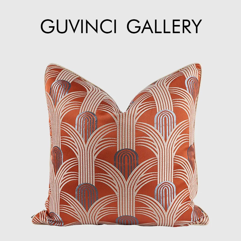Afralia™ Modern Rust Red Geo Pattern Pillowcase 45x45cm