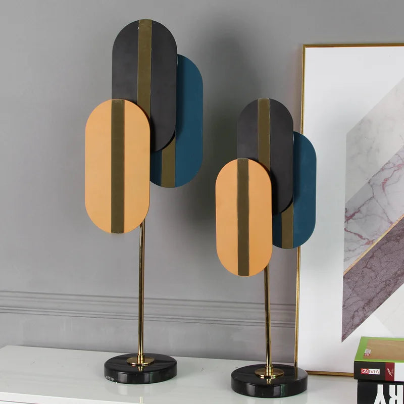 Afralia™ Geometric Ellipse Metal Sculpture - Colorful Home Decor Figurine