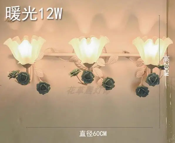 Afralia™ Floral Wall Lamp: European Pastoral Style, Princess Girl's Bedroom Décor.