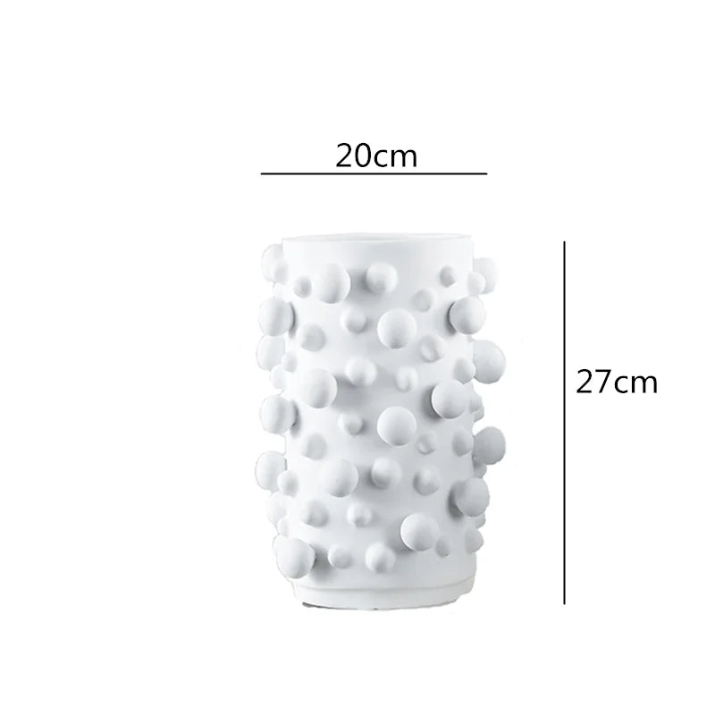 Afralia™ Black White Abstract Dots Resin Vase Irregular Bumps Home Decoration Organizer