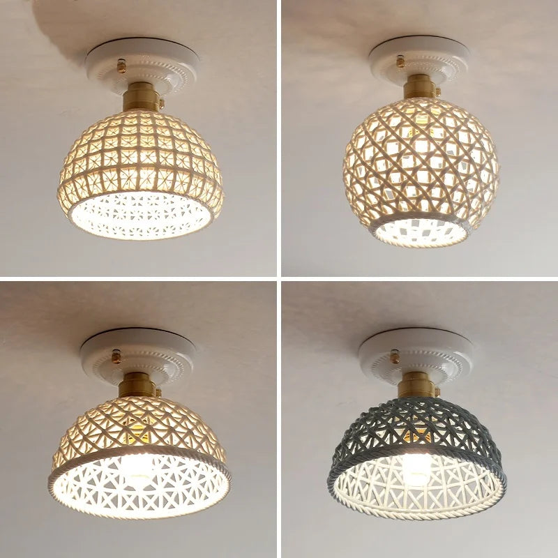 Afralia™ Ceramic LED Ceiling Lamp Indoor Lighting Semi-Circular Light Fixture