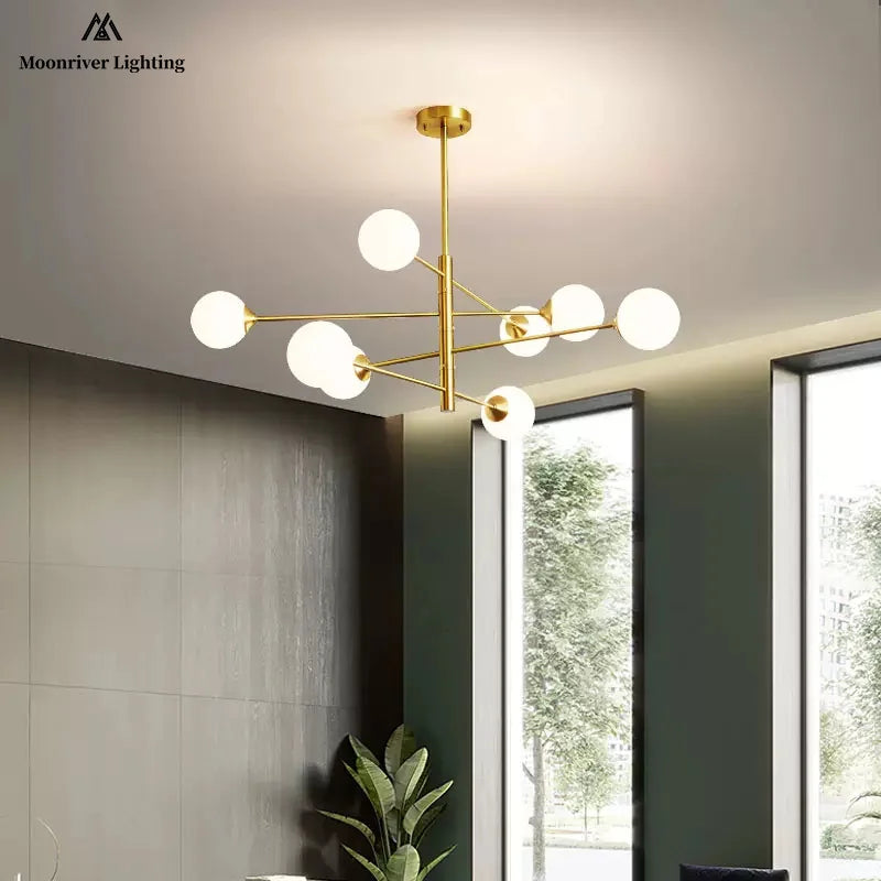 Afralia™ Minimalist Nordic Glass Ceiling Lamp Pendant Light Chandelier for Modern Living Room