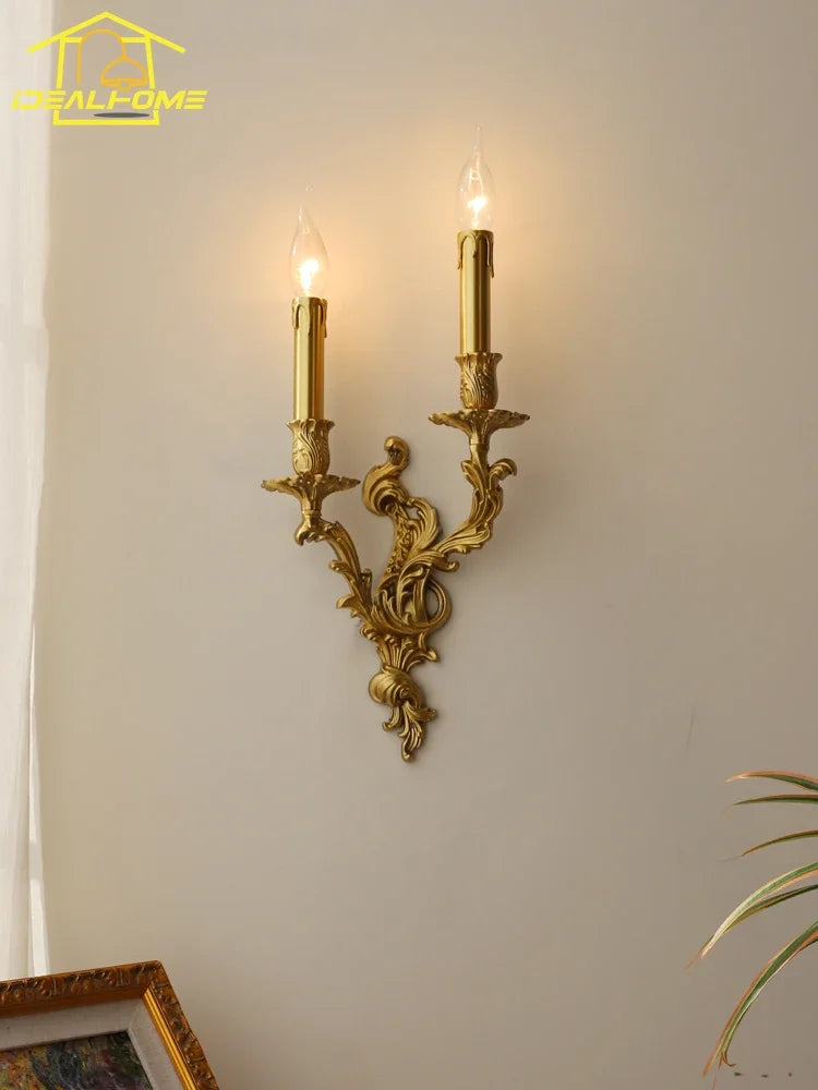 Afralia™ Retro Copper Wall Lamp LED E14 Gold Lustre Luxury Modern Light Fixtures