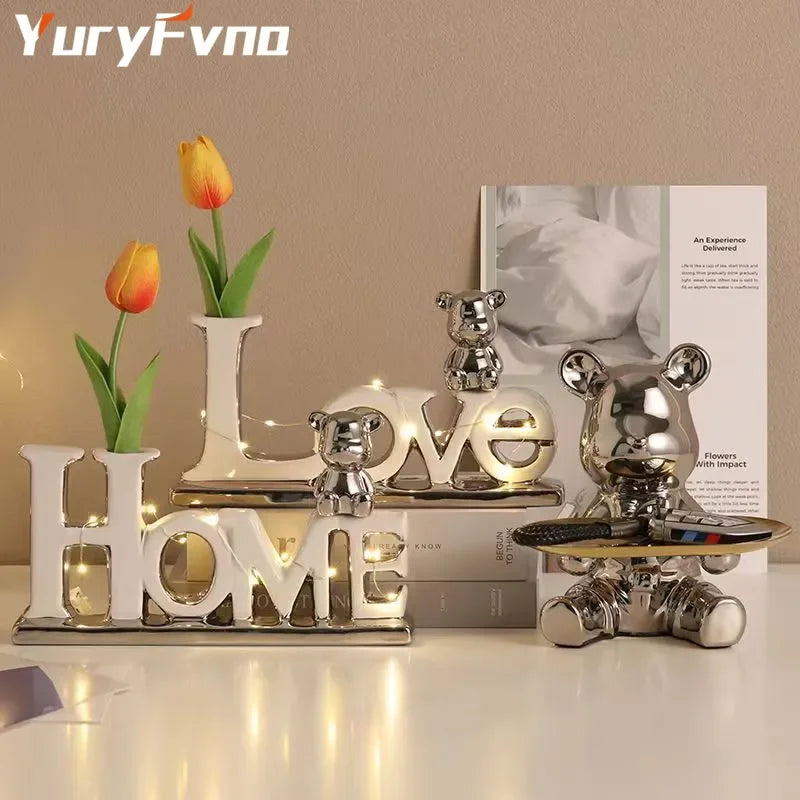 Afralia™ Love Bear 3D Ceramic Christmas Decoration Ornaments Festive Gift