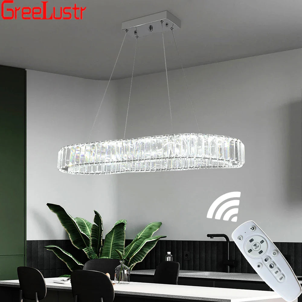 Afralia™ Crystal Oval Design LED Chandelier: Modern Large Pendant Light for Living Room & Bedroom