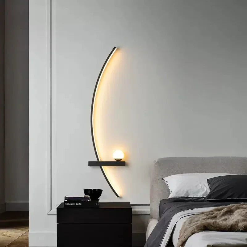 Afralia™ Black Gold Modern Wall Sconce for Bedroom Study Home Indoor Lighting