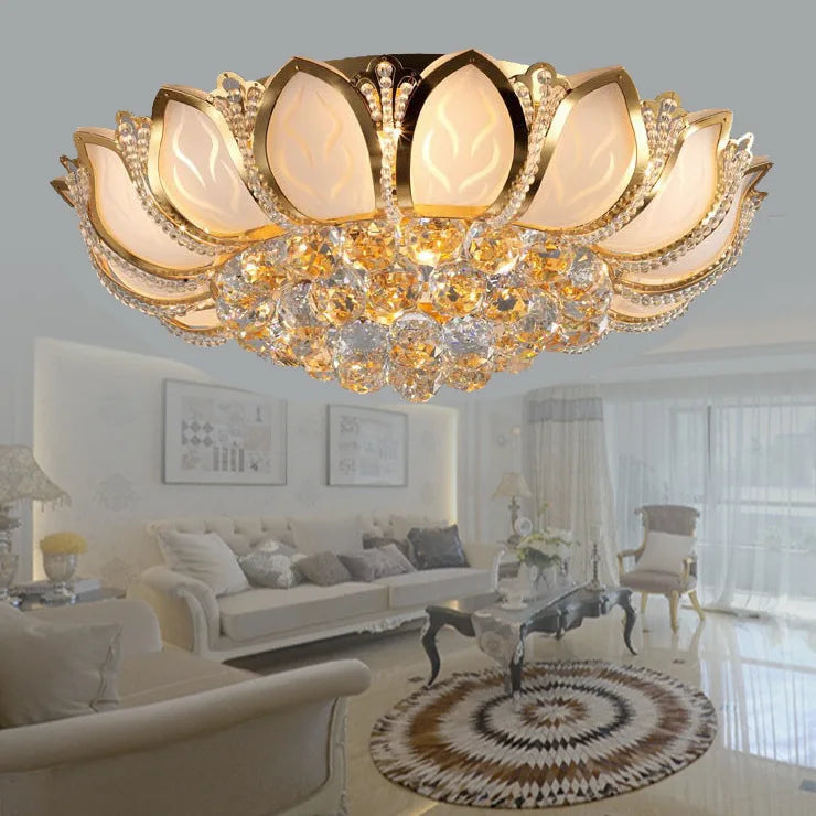 Afralia™ Crystal Ceiling Lights Golden K9 Luxury Lamps