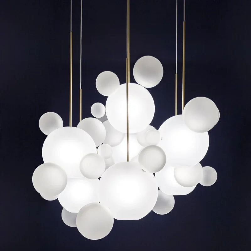 Afralia™ Milky Glass Globes LED Pendant Lights for Dining Room, Modern Luminarias LED Hanging Lamp