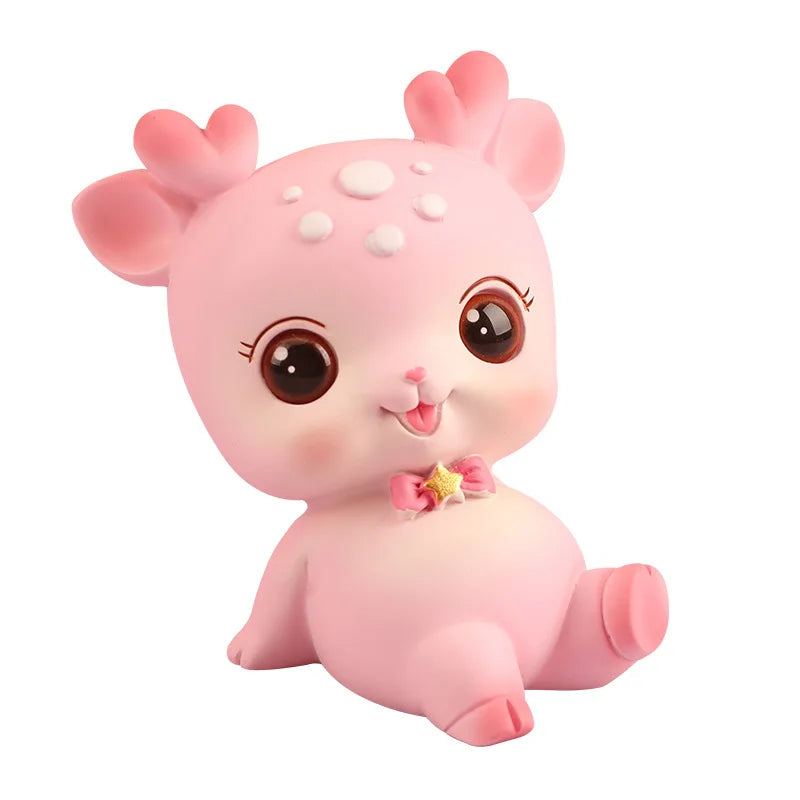 Afralia™ Cartoon Deer Resin Figurines Home Decor Miniatures Crafts Cake Topper