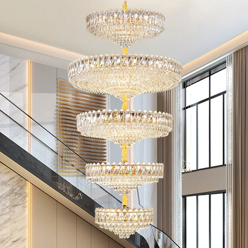 Afralia™ Crystal Living Room Chandelier: Modern Luxury High-Rise Villa Personality Creative Hotel Décor